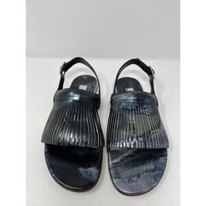 Diana Broussard Leather Metallic Blue Sandals Made in Italy  Size 38